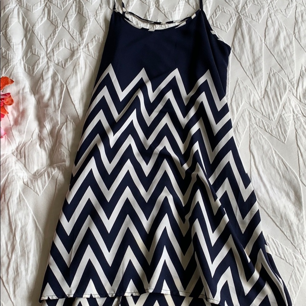 Royal blue and white tank top dress
